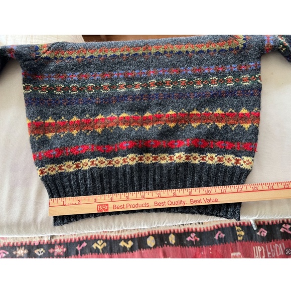 Cute VINTAGE Wool Blend Fair Isle Crew Neck Sweater - Petite S - Picture 8 of 10